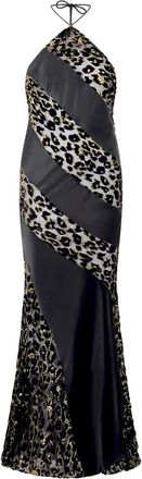 Roberto Cavalli Abito con scollo allamericana e stampa animalier - Z0309 black gold