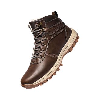 Generic Winter Boots Mens, Fur Lined Snow Boots Lace Up Warm Anti-Slip Shoes Waterproof Snow-Resistant Footwear High Top Outdoor Trekking Shoe Thermal-Lined W