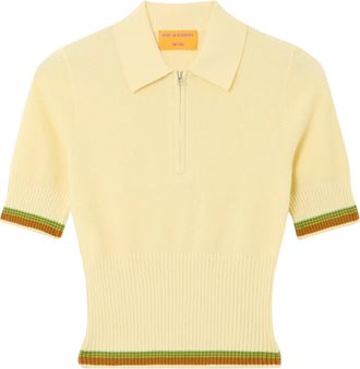 Guest In Residence Cropped Zip-Up Polo with Ribbed Texture