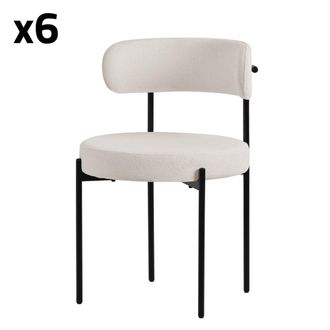 ML Design 6x sillas de comedor tejido teddy blanco asientos de polipiel