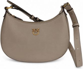 Pinko Mini Love Bag Half Moon - Dames - Schoudertassen - Grijs - ONE Size - Katoen - Tassen