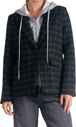 Elan Harper Hoodie Blazer In Black/silver