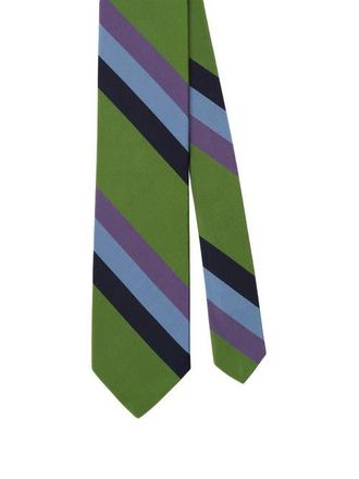 Robert Talbott Robert Bold Silk Cotton Stripe Best of Class Necktie in Green Multi at Nordstrom
