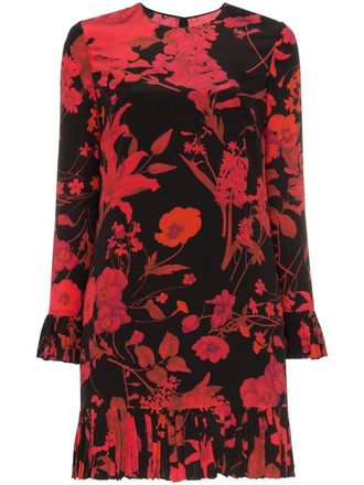 Valentino Garavani floral print long-sleeve minidress - women - Silk/Spandex/Elastane/Viscose - 42 - Black