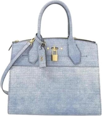 Louis Vuitton Pre-owned City Steamer Denim Canvas Bag - Dames - Vintage Shopper - Blauw - ONE Size - Denim - Vintage