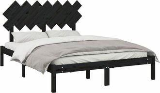 vidaXL Estructura De Cama De Madera Maciza Negra 140x190 Cm Vidaxl