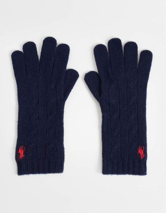 Polo Ralph Lauren Guanti lavorati a trecce blu navy