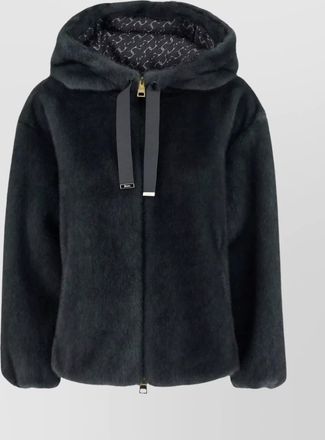 Herno hooded faux fur bomber jacket