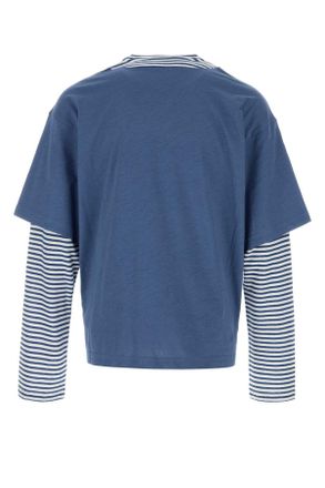 Marni Mens Air Force Blue Linen Bend T-Shirt Royal Exterior: Cotton T-shirts And Polos