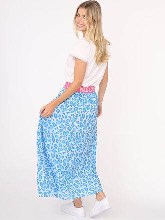 Zwillingsherz Maxirock ZWILLINGSHERZ Leo Herzen, Damen, Gr. L/XL, blau, Web, Obermaterial: 100% Viskose, animal-print, loose fit kn&ouml;chellang, R&ouml;cke Maxirock, Animal