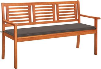 vidaXL Banco De Jard&iacute;n 3 Plazas Madera Maciza Eucalipto Y Coj&iacute;n 150 Cm Vidaxl
