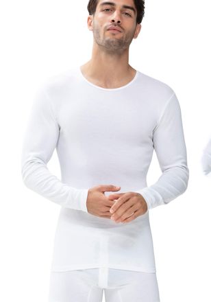 Mey Langarmshirt MEY Casual Cotton (K), Herren, Gr. XL, weiss (wei&szlig;), Feinripp, Obermaterial: 100% Baumwolle, k&ouml;rpernah h&uuml;ftlang, Rundhals, Shirts Langarm