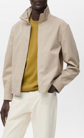 Mango Stand Collar Zip Jacket in Sand at Nordstrom, Size Medium