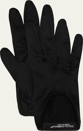 Dolce & Gabbana Cut-Out Satin Classic Gloves With Logo Strap
