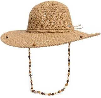 Steve Madden Beaded Straw Hat in Tan at Nordstrom Rack