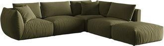 MICADONI Modulares 4-Sitzer Design Ecksofa Chris mit Ottomane und Eckteil rechts - Samtbezug