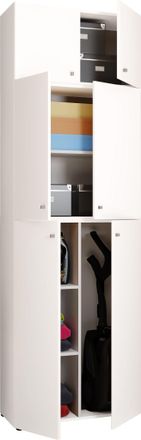 ebuy24 Vcm Gabinete De Escoba De Madera 6 Compartimentos Dimensiones: Al. 223 X An. 70 X T. 39 Cm Gabinete Para El Hogar Gabinete Multiusos Montaje Con Dos P