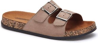 Andrea Womens Double Buckle Strap Sandals In Beige