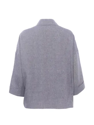 Eleventy Linen-Blend Button-Up Shirt - Grey