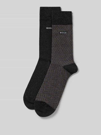HUGO BOSS Socken mit Label-Detail im 2er-Pack in Anthrazit, Größe 39-42