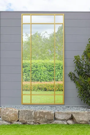 MirrorOutlet Gold Contemporary Wall & Leaner Garden Mirror 71x 33 180x85cm | Size: 1 Pack