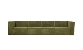 Really Nice Things Sofa 4 plazas Chaiselongue tapizado pana verde
