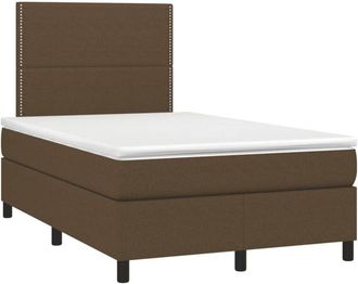 vidaXL Cama Box Spring Con Colch&oacute;n Y Led Tela Marr&oacute;n Oscuro 120x190 Cm Vidaxl