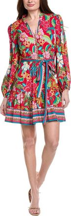 Adrianna Papell Bishop Sleeve Tropical Floral Mini Dress