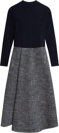 Ted Baker Abieb Polo Neck Knit Bodice Navy Midi Dress