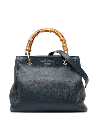 Gucci 2000-2015 Small Calfskin Bamboo Shopper satchel - women - Calf Leather - One Size - Blue