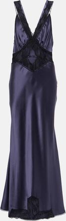 Sir. Aries lace-trimmed silk satin gown