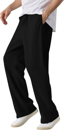 Generic 2025 Trousers Mens Casual Linen Pants Comfortable Breathable Lightweight Relaxed Fit Solid Color Summer Trousers with Pockets for Outdoor Travel (Blac