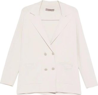 D.exterior Linnen Double-Breasted Blazer - Dames - Blazers - Wit - M - Linnen - Jassen