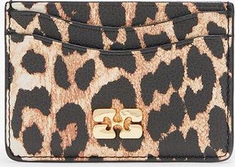 Ganni Brown Leopard Grained Bou Card Holder