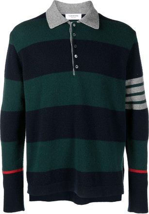 Thom Browne Rugby Jacquard polo shirt - men - Merino - 00 - Green