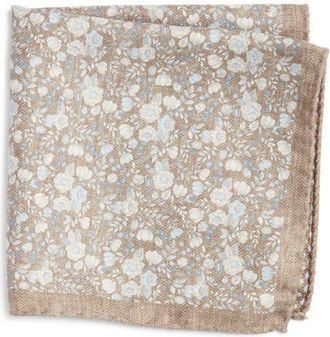 Jack Victor Yukon Reversible Silk Pocket Square in Brown at Nordstrom