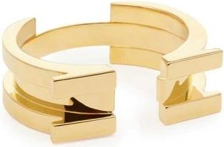 Elisabetta Franchi Accessoires, Dames, Geel, ONE Size, Rigide Armband met Logo Details