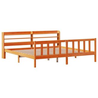 Berkfield Home Beautiful Bed Frame with Headboard Frame Wax Brown 180x200 cm Sup | Size: Super King