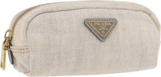 Prada Pre-owned Bags, female, White, Size: ONE SIZE Pre-owned Canvas Pouch