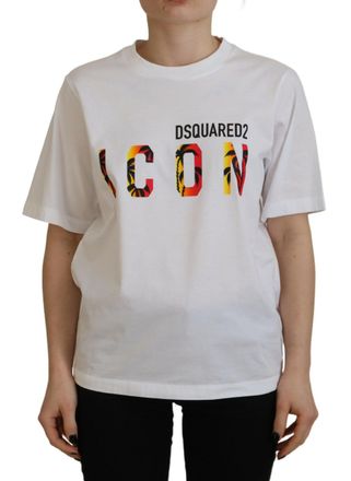 Dsquared2 Dsquared&sup2; Cotton Shiny Icon East Tee Crewneck Womens T-shirt (Pre-Owned)