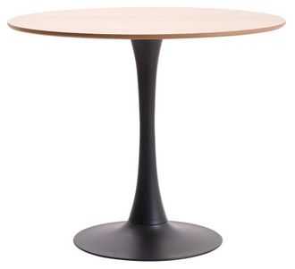 Nordlys Dining Table for 4 People Round Wood Metal Base in Brown