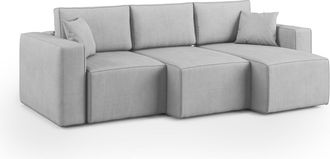 Divani.Store Morfeo Sof&aacute; Con Asiento Extra&iacute;ble En Tela Impermeable 245 Cm Gris Claro