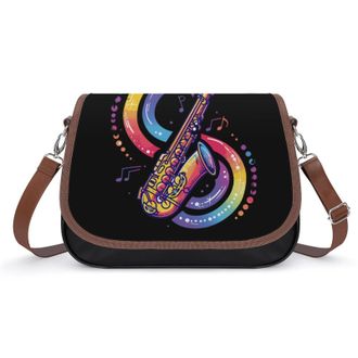 Generic Saxophonist Music Notes Saxophone Crossbody Bags for Women Shoulder Messenger Bag Purse Handbags