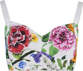 Dolce & Gabbana Cotton Corset Bralette Top - Dames - Tops zonder mouwen - Veelkleurig - S - Katoen - Tops