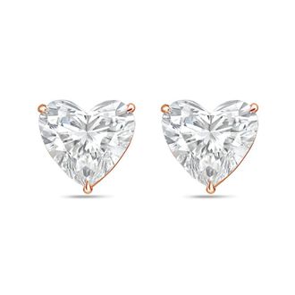 Diana M. Jewels 14Kt Rose Gold 8.00 cts Lab Grown Heart shaped Diamond Studs
