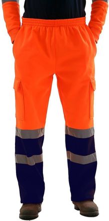 Generic Waterproof Hi-Vis Reflective Rain Pants - Lightweight Safety Work Trousers with Elastic Waistband, Adjustable Hems & Taped Seams (UK, Alpha, XL, Regul