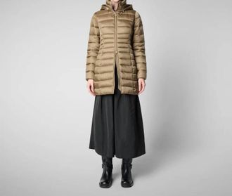 Save The Duck Reese Hooded Puffer Coat In Husk Green