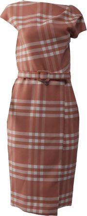 Oscar De La Renta Midi Length Dress with Belt in Multicolor Virgin Wool