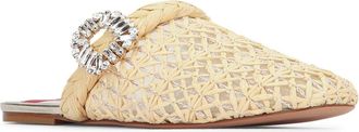 Roger Vivier Womens Strass Mule Beige Raffia Satin
