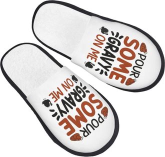 Generic Cotton Slippers Pour Some Gravy On Me Portable Slippers Lightweight Shoes For Home Hotel Winter L